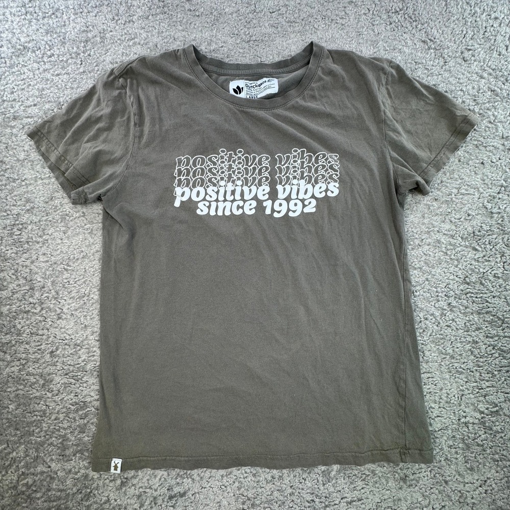 Dutch Bros Coffee Positive Vibes Since 1992 Graphic Tee Olive Green Large